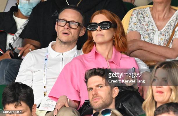 Kevin Clifton and Stacey Dooley attend Day One of Wimbledon 2022 at the All England Lawn Tennis and Croquet Club on June 27, 2022 in London, England.