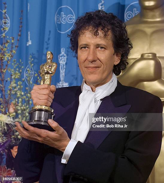 Oscar Winner Geoffrey Rush backstage at Academy Awards Show, March 24 1997 in Los Angeles, California.