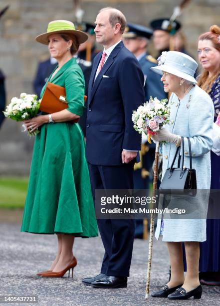 Sophie, Countess of Wessex, Prince Edward, Earl of Wessex and Queen Elizabeth II attend The Ceremony of the Keys on the forecourt of the Palace of...