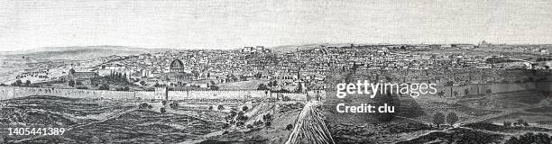 general view of jerusalem - jerusalem stock illustrations