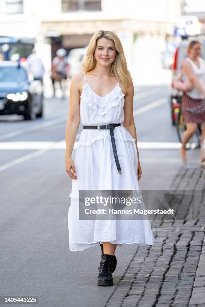 Actress Leonie Brill attends the Scenario Summer Cocktail during the Munich Film Festival 2022 at H'ugo's on June 27, 2022 in Munich, Germany.