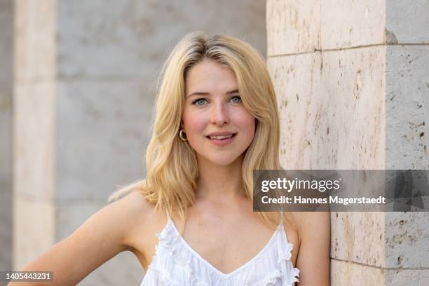 Actress Leonie Brill attends the Scenario Summer Cocktail during the Munich Film Festival 2022 at H'ugo's on June 27, 2022 in Munich, Germany.