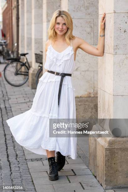 Actress Leonie Brill attends the Scenario Summer Cocktail during the Munich Film Festival 2022 at H'ugo's on June 27, 2022 in Munich, Germany.