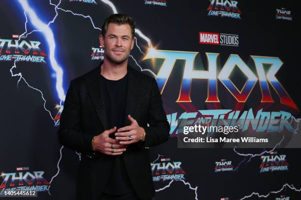 Chris Hemsworth attends the Sydney premiere of Thor: Love And Thunder at Hoyts Entertainment Quarter on June 27, 2022 in Sydney, Australia.