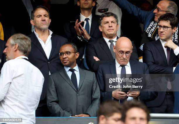 French Minister of Education Pap Ndiaye, President of French Rugby Federation FFR Bernard Laporte, above Vice-President of French Rugby Federation...