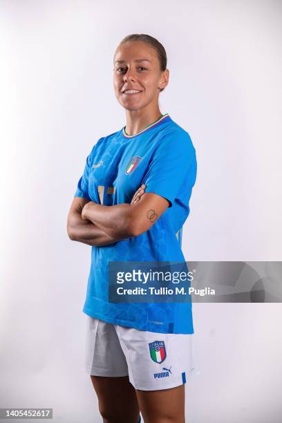Lisa Boattin of Italy Woman poses during the Italy Women Team Photo & Headshots photocall at Teofilo Patinio Stadium on June 27, 2022 in Castel di...