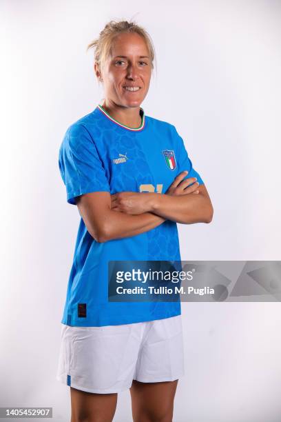 Valentina Cernoia of Italy Woman poses during the Italy Women Team Photo & Headshots photocall at Teofilo Patinio Stadium on June 27, 2022 in Castel...