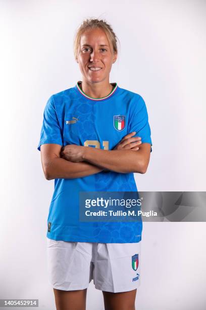 Valentina Cernoia of Italy Woman poses during the Italy Women Team Photo & Headshots photocall at Teofilo Patinio Stadium on June 27, 2022 in Castel...