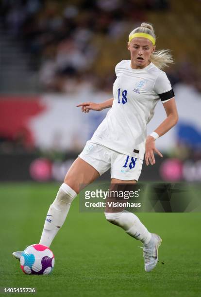 Chloe Kelly of England in action during the Women's International friendly match between England and Belgium at Molineux on June 16, 2022 in...