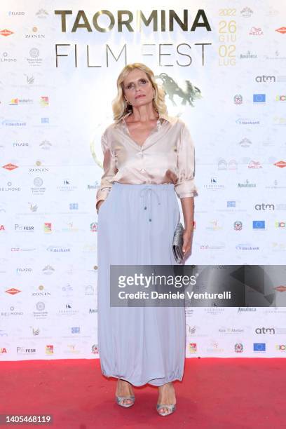 Isabella Ferrari attends the red carpet at the Taormina Film Fest 2022 on June 27, 2022 in Taormina, Italy.