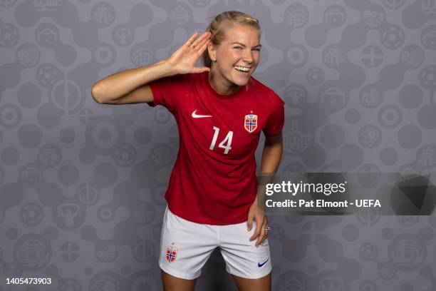 Ada Hegerberg of Norway poses for a portrait during the official UEFA Women's Euro England 2022 portrait session on June 23, 2022 in Oslo, Norway.