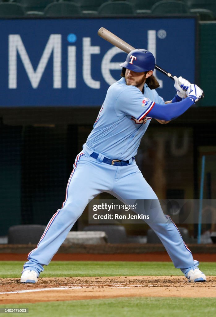 Texas Ranger Heim Jonah Heim of the Texas Rangers bats against the Washington Nationals ...