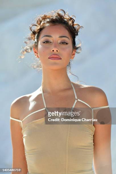 Cindy Kimberly attends the "Le Papier " Jacquemus' Fashion Show on June 27, 2022 in Arles, France.