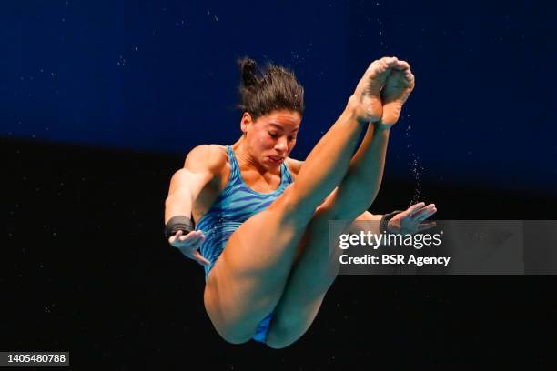 Ingrid Oliveira of Brasil competing at the Women's 10m Platform Final during the FINA World Aquatics Championships Diving at Szechy Outdoor Pool on...
