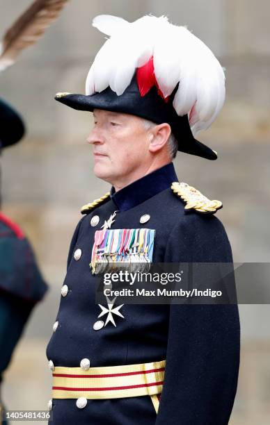 Major General Alastair Bruce of Crionaich, Governor of Edinburgh Castle attends The Ceremony of the Keys on the forecourt of the Palace of...