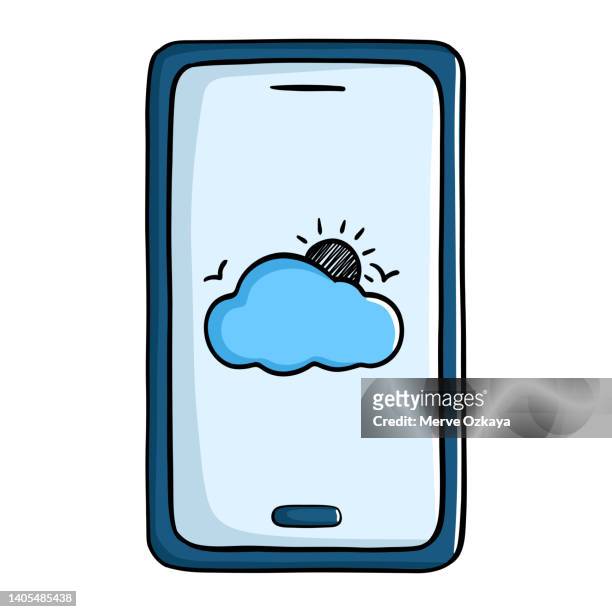 weather application on smartphone - weather app stock illustrations