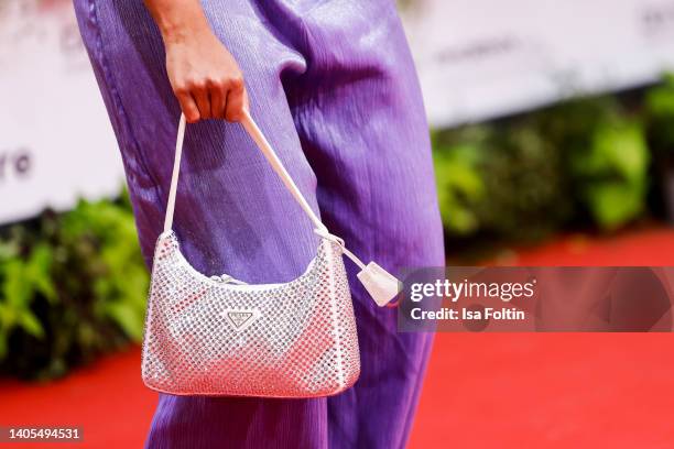 Prada bag of Aminata Belli as a detail during the 72nd Lola - German Film Award at Palais am Funkturm on June 24, 2022 in Berlin, Germany.