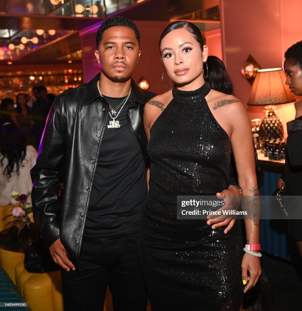 J. Valentine Rapper J. Valentine and Jasmine McNew attend Atlantic records BET Awards ...