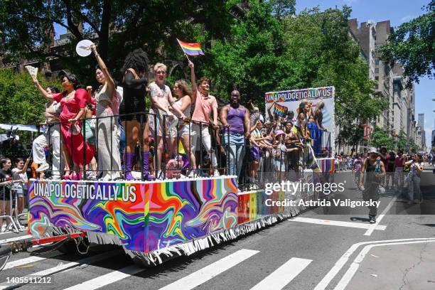 General view of the Unapologetically Us float during the Pride Parade on June 26, 2022 in New York City.