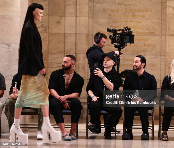 Designer Marc Jacobs watches runway rehearsal before Marc Jacobs Fall 2022 at the New York Public Library on June 27, 2022 in New York City.