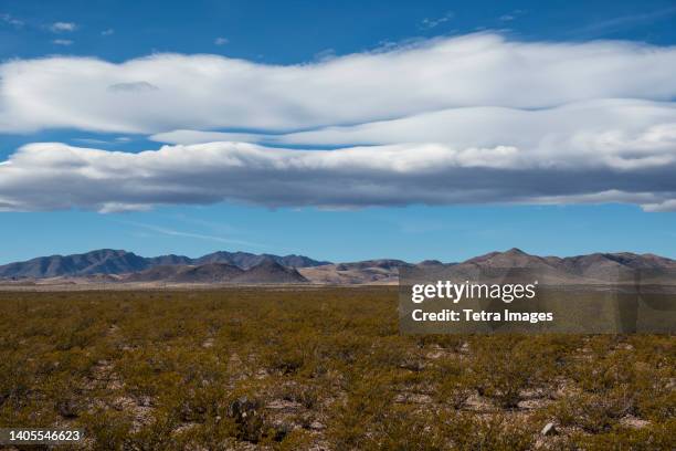 usa, new mexico, cuchillo, clouds over desert landscape in gila national forest - cuchillo stockfoto's en -beelden