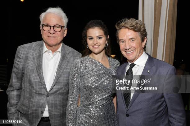 Steve Martin, Selena Gomez and Martin Short attend the after party for "Only Murders In The Building" Season 2 at Sunset Towers on June 27, 2022 in...
