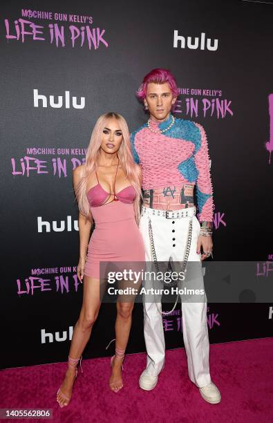 Megan Fox and Colson "Machine Gun Kelly" Baker attend "Machine Gun Kelly's Life In Pink" New York Premiere on June 27, 2022 in New York City.