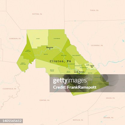 PA Clinton County Vector Map Green PA Clinton County Vector Map Green