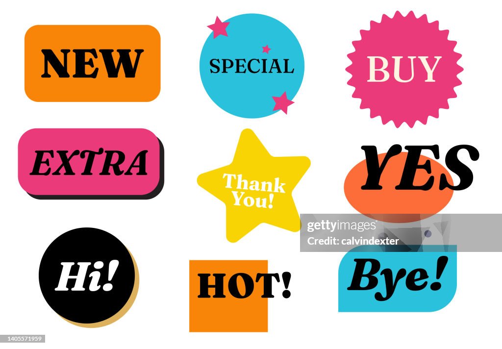 Message Design Sticker Message Stickers Retro Style High-Res Vector Graphic - Getty Images