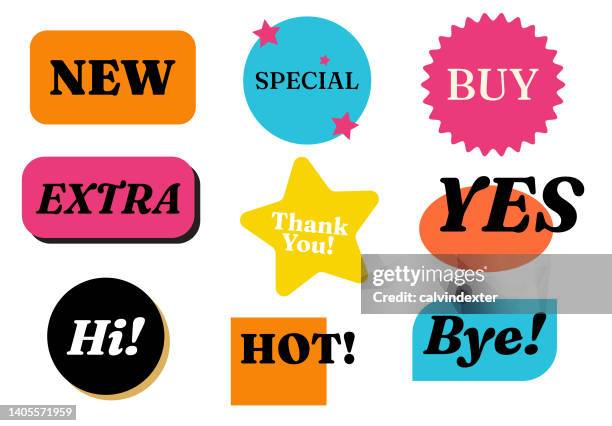 message stickers retro style - sales effort stock illustrations