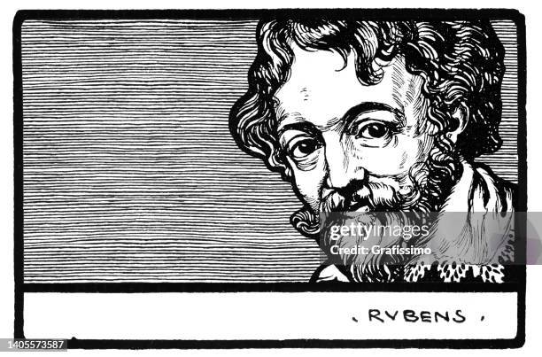 porträtkünstler maler peter paul rubens jugendstilillustration 1898 - peter paul rubens künstler stock-grafiken, -clipart, -cartoons und -symbole