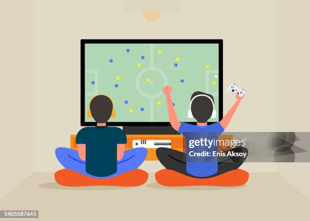 spielen von videospielen - computerspieler stock-grafiken, -clipart, -cartoons und -symbole