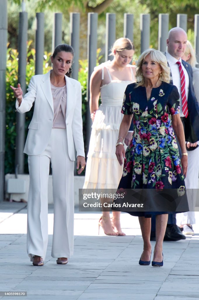 Queen Letizia and First Lady Jill Biden Visit Refugees Center