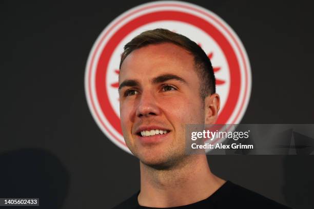 Mario Götze poses for a photo during their presentation as new player of Eintracht Frankfurt on June 28, 2022 in Frankfurt am Main, Germany.