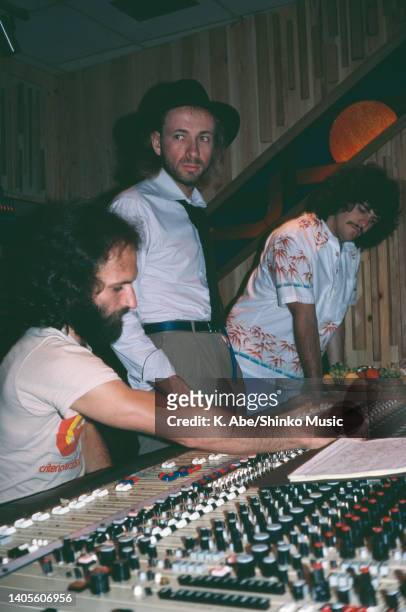 Bobby Caldwell checks his recordings at the console in the studio, At Criteria Recording Studio, Miami, USA, 1979.