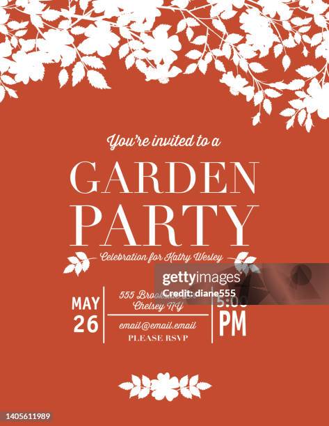 bildbanksillustrationer, clip art samt tecknat material och ikoner med wild roses party invitation template - garden party