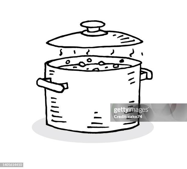 handgezeichneter topf - suppe stock-grafiken, -clipart, -cartoons und -symbole