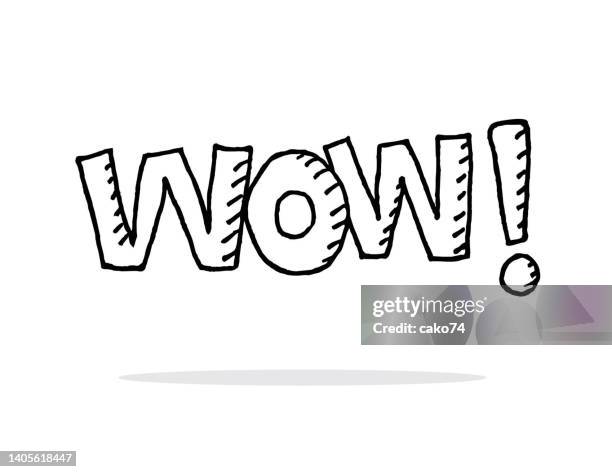 hand drawing wow text - majestic stock illustrations