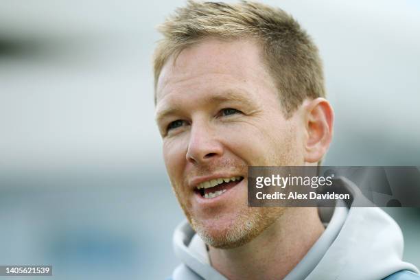 Eoin Morgan of England speaks to the press as he announces his International Retirement at Lord's Cricket Ground on June 28, 2022 in London, England.