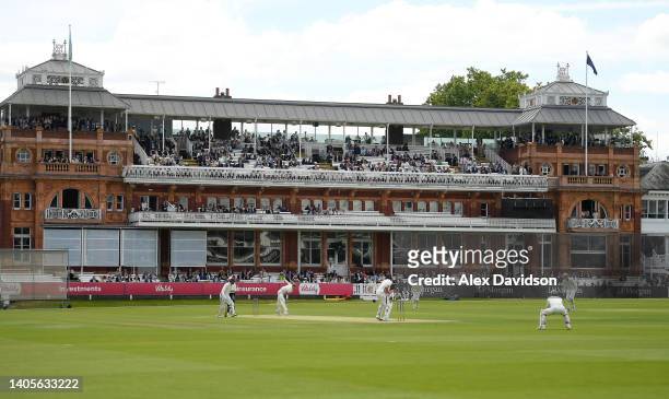General view of play during the Eton v Harrow Cricket Match at Lord's Cricket Ground on June 28, 2022 in London, England.