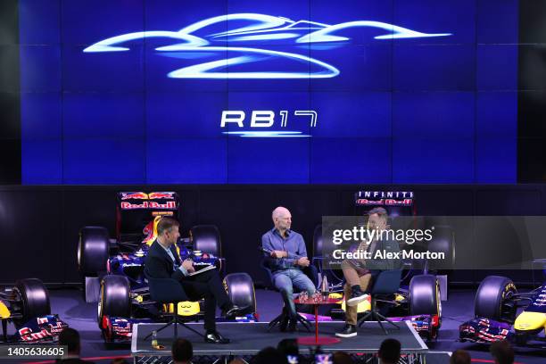 Red Bull Racing Team Principal Christian Horner and Adrian Newey, the Chief Technical Officer of Red Bull Racing talk at the launch of the Red Bull...