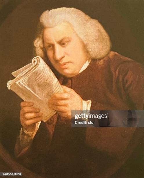 dr. samuel johnson, englischer gelehrter, lexikograf, romancier, dichter und kritiker - poems stock-grafiken, -clipart, -cartoons und -symbole