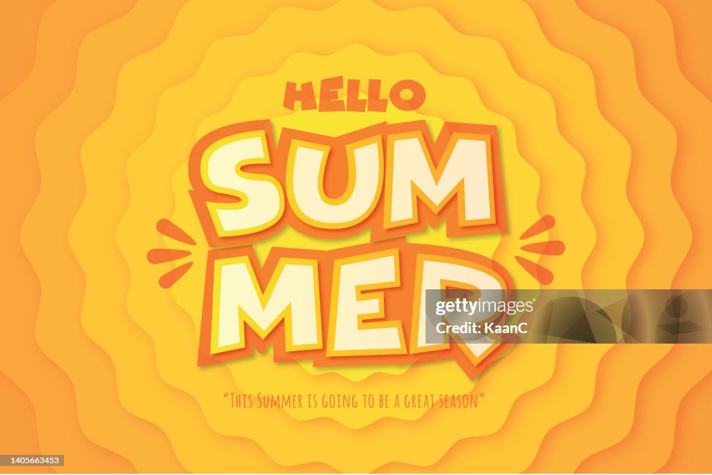 Summer lettering. Lettering composition of Summer Vacation on abstract background vector stock illustration