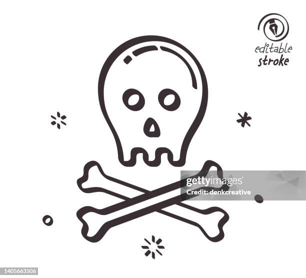 verspielte linienillustration für totenkopf & kreuzknochen - skelett mensch stock-grafiken, -clipart, -cartoons und -symbole