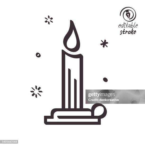playful line illustration for candle flame - date night stock illustrations