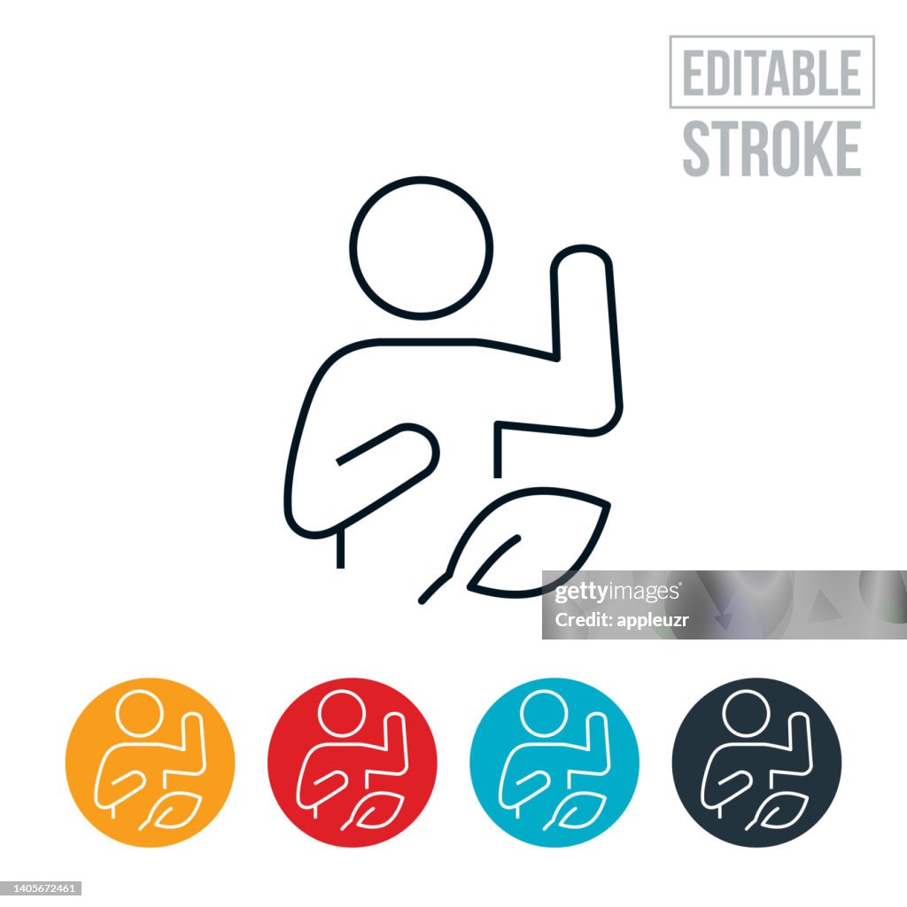 Environmentalist Taking Pledge To Environmental Conservation Thin Line Icon - Editable Stroke