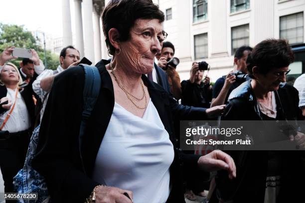 Kevin and Isabell Maxwell, brother and sister of convicted British socialite Ghislaine Maxwell, stand outside of a Manhattan Federal Court after the...