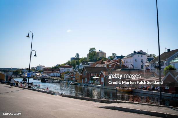 a busy harbor in kragerø - kragerø stock pictures, royalty-free photos & images