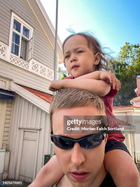father and daughter duo  explore kragerø together - kragerø stock pictures, royalty-free photos & images