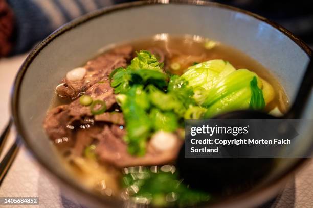 delicious bowl of beef soup - stavanger stock pictures, royalty-free photos & images